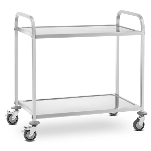 Serveringsvogn i rustfrit stål (2 bordplader) - 1 lejedag